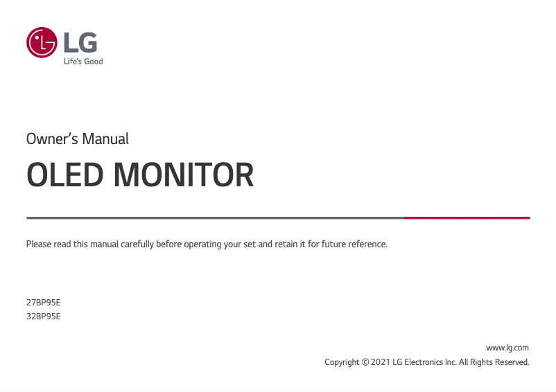 Page 1 de la notice Manuel utilisateur LG 27BP95E