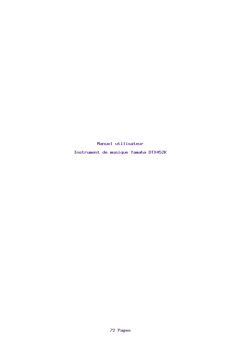 Page 1 de la notice Manuel utilisateur Yamaha DTX452K