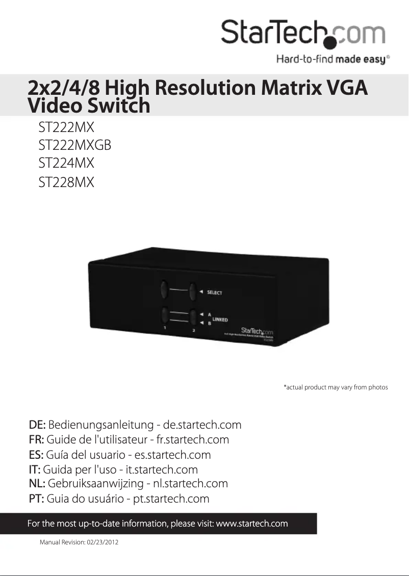 Page 1 de la notice Manuel utilisateur StarTech.com ST228MX