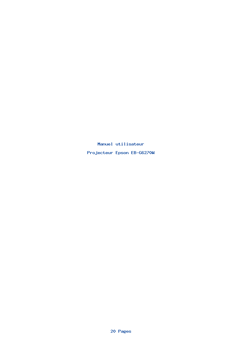 Page 1 de la notice Manuel utilisateur Epson EB-G6270W