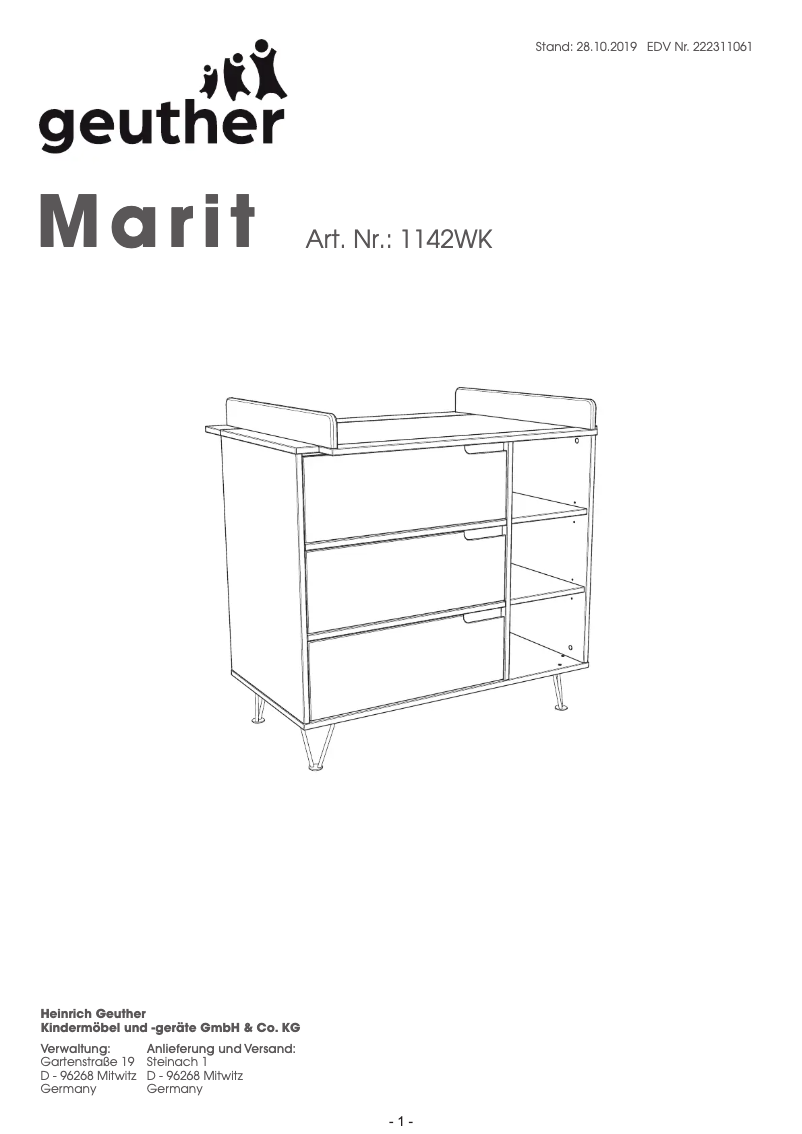 Page 1 de la notice Manuel utilisateur Geuther Marit 1142WK