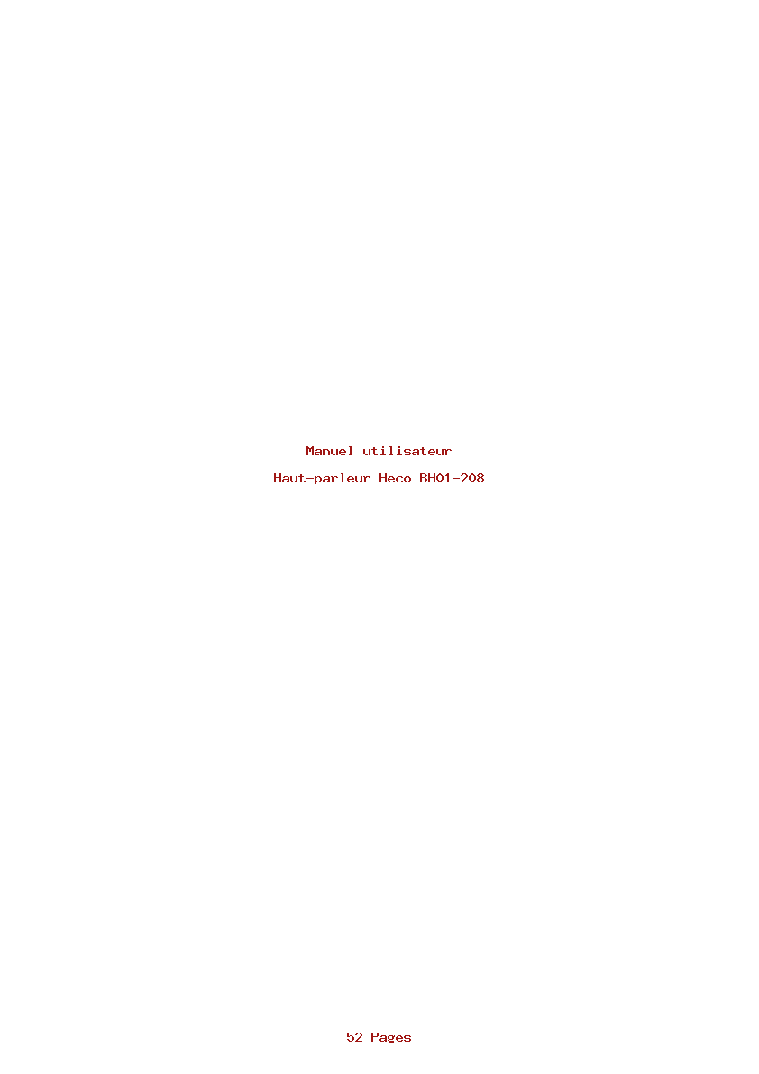 Page 1 de la notice Manuel utilisateur Heco BH01-208