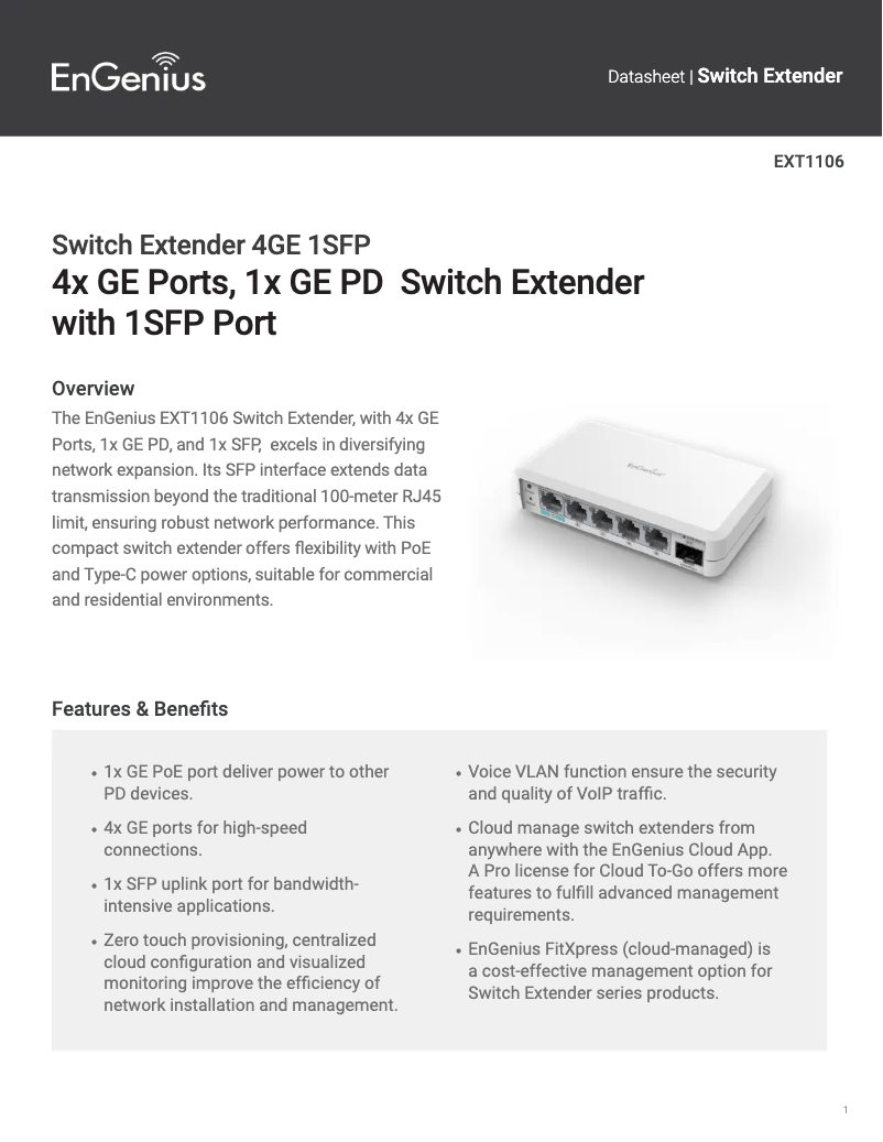 Página 1 del manual Manual de usuario EnGenius EXT1105P
