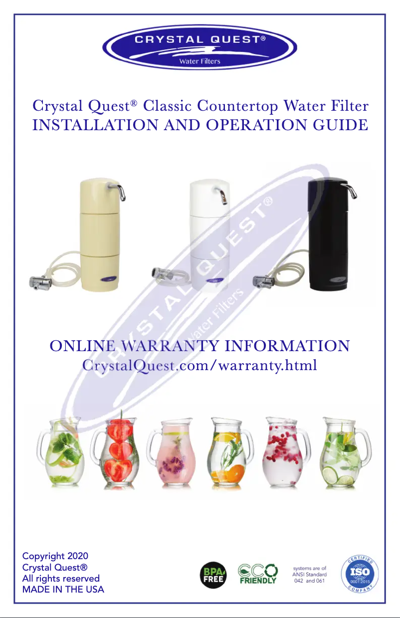 Page 1 of the manual User Manual Crystal Quest CQE-CT-00196