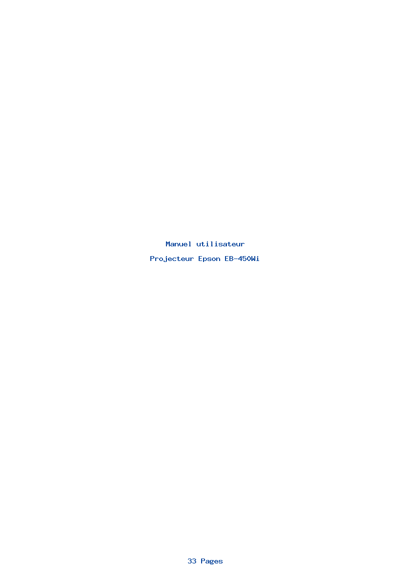 Page 1 de la notice Manuel utilisateur Epson EB-450Wi