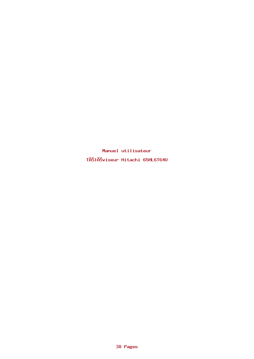 Page 1 de la notice Manuel utilisateur Hitachi 65HL6T64U