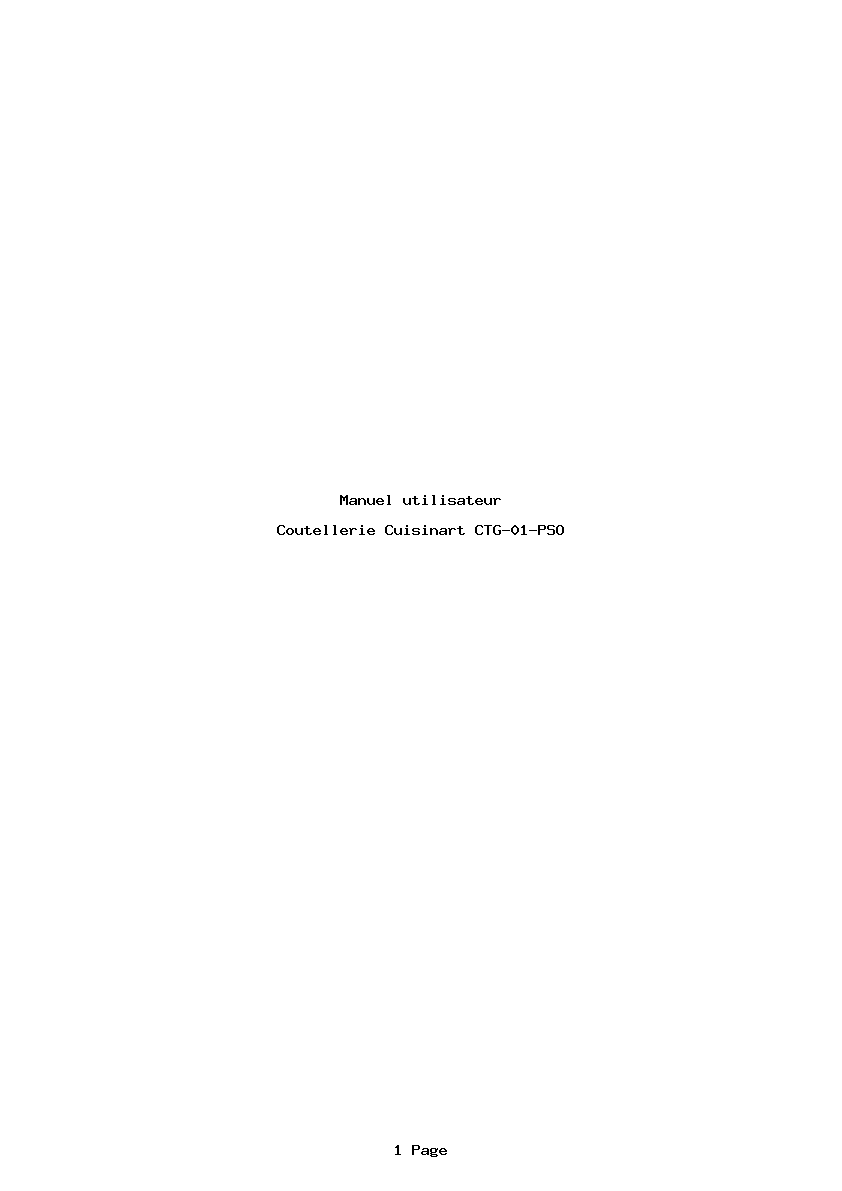 Page 1 de la notice Manuel utilisateur Cuisinart CTG-01-PSO