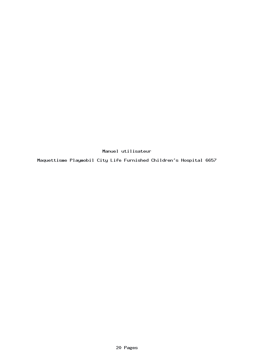 Page 1 de la notice Manuel utilisateur Playmobil City Life Furnished Children's Hospital 6657