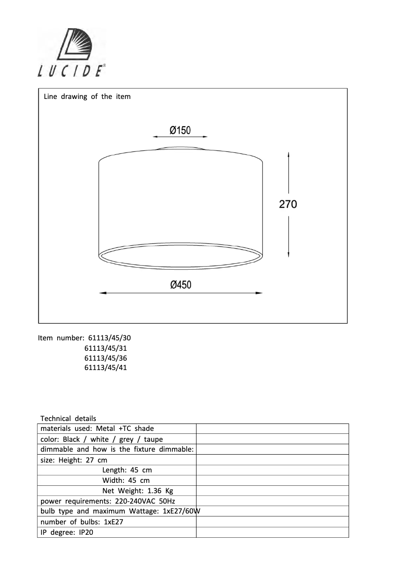 Página 1 del manual Manual de usuario Lucide Coral 61113/45/31