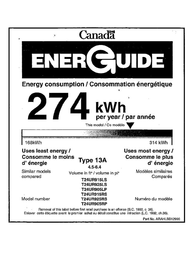 Page 1 de la notice Label énergétique Thermador T24UR915LS