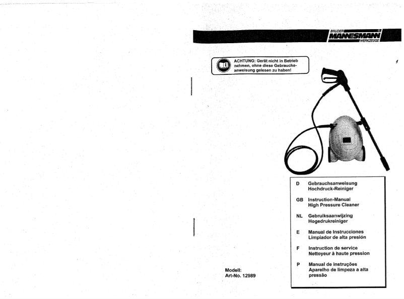 Page 1 de la notice Manuel utilisateur Brüder Mannesmann 12989