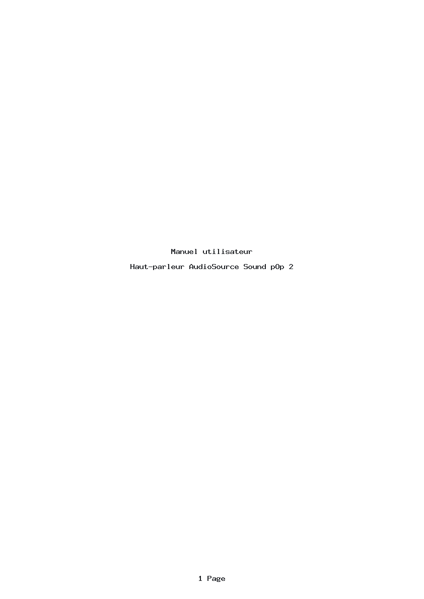 Page 1 de la notice Manuel utilisateur AudioSource Sound pOp 2