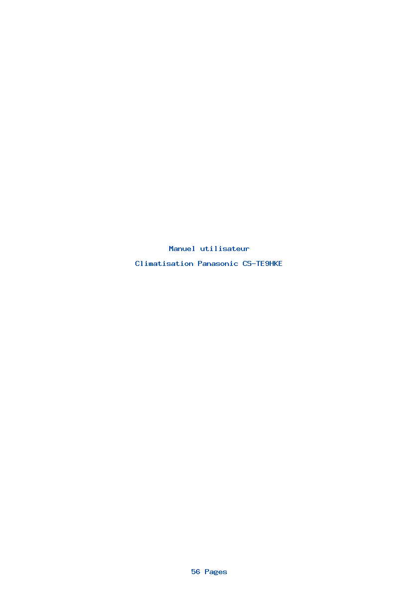Page 1 de la notice Manuel utilisateur Panasonic CS-TE9HKE