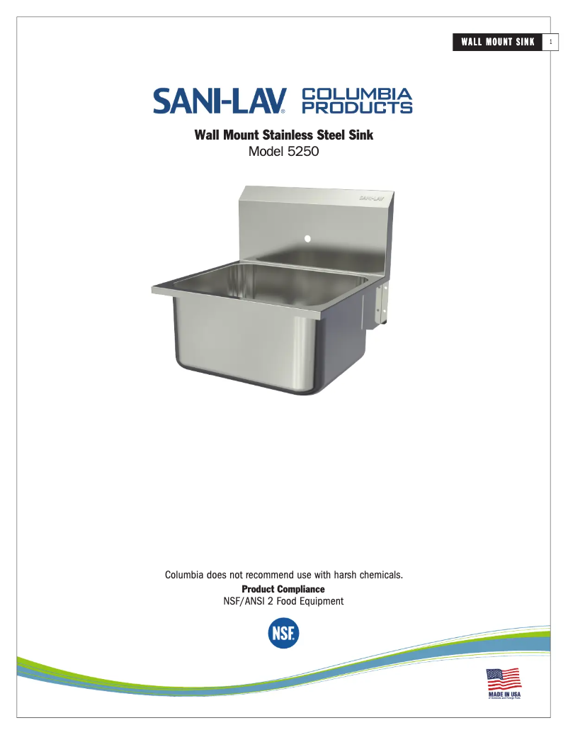 Page 1 de la notice Manuel utilisateur Sani-Lav 5250