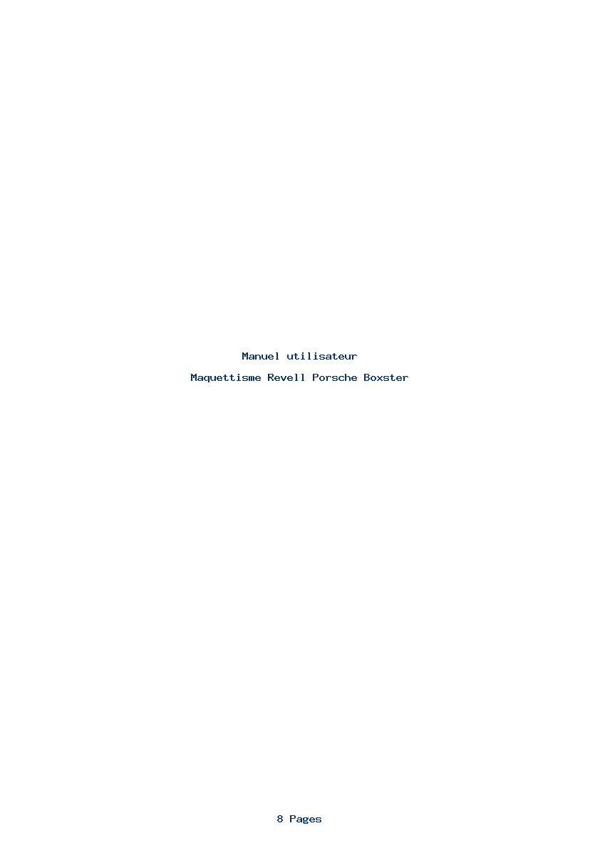 Page 1 de la notice Manuel utilisateur Revell Porsche Boxster