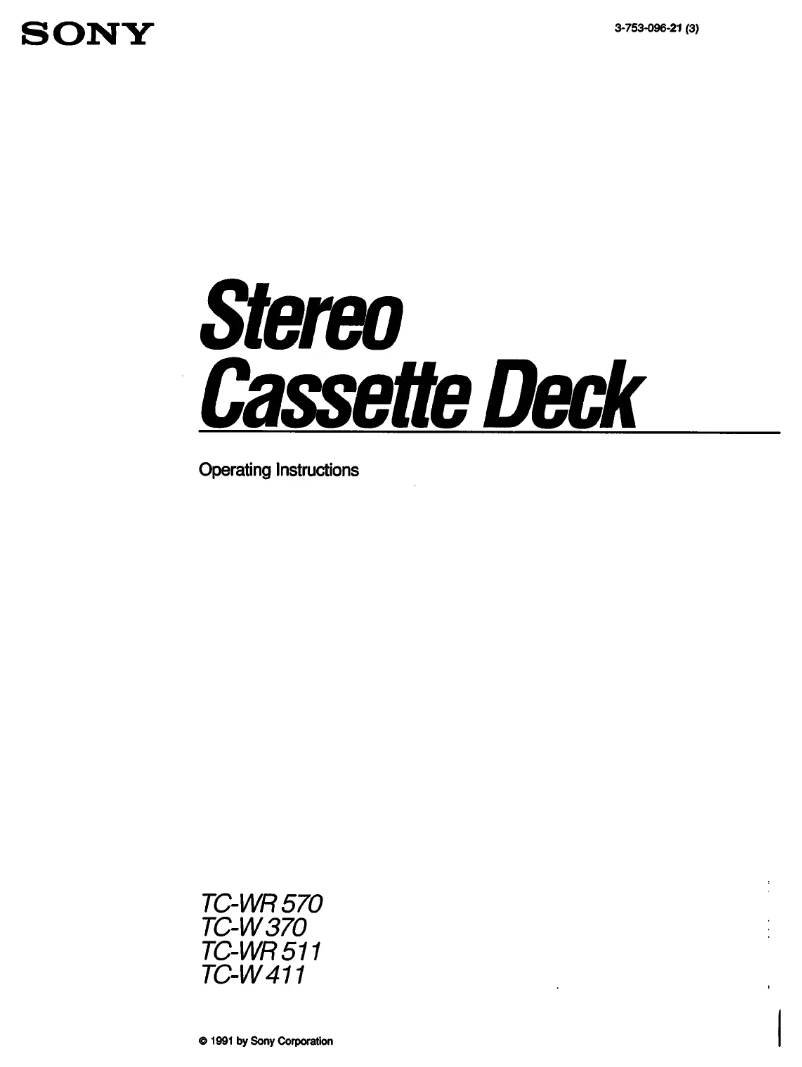 Page 1 de la notice Manuel utilisateur Sony TC-WR511