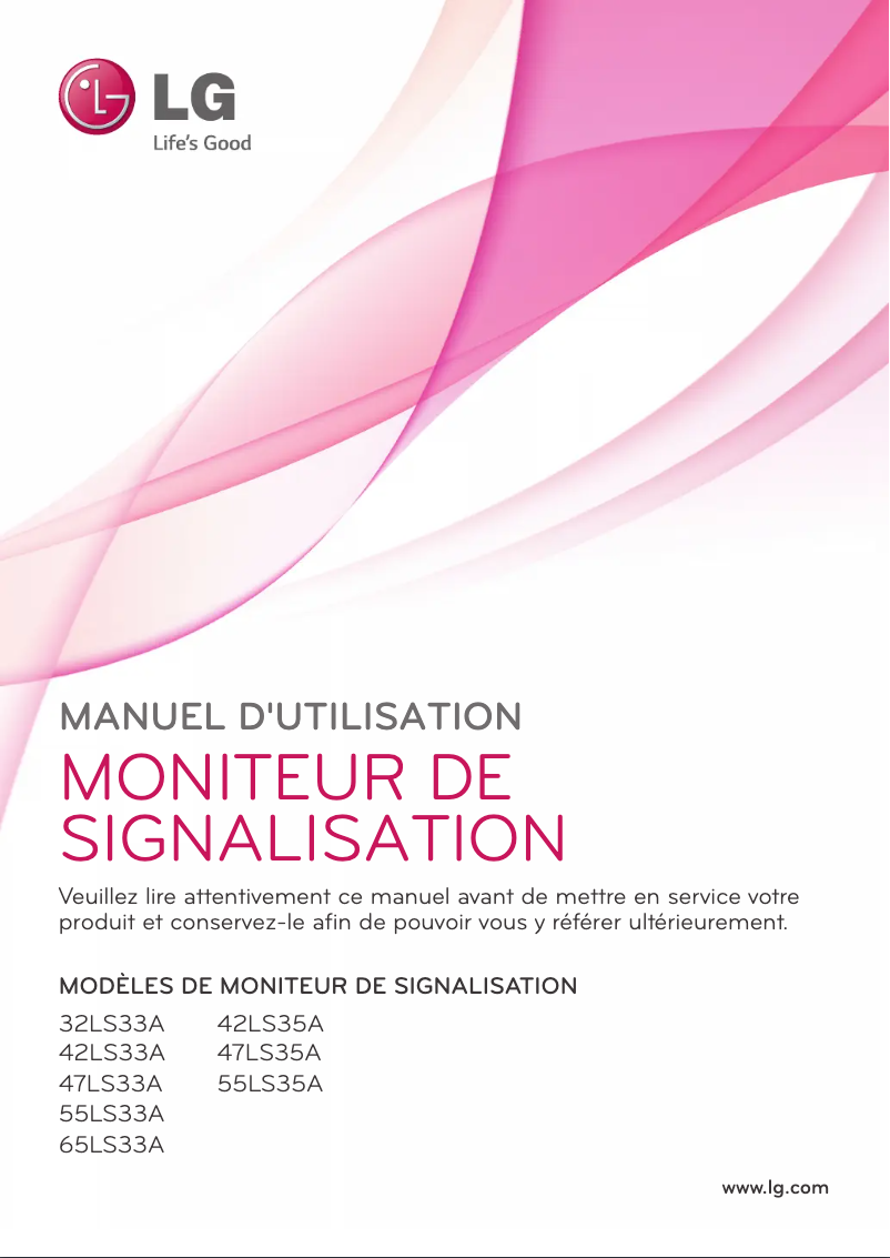 Page 1 de la notice Manuel utilisateur LG 55LS33A