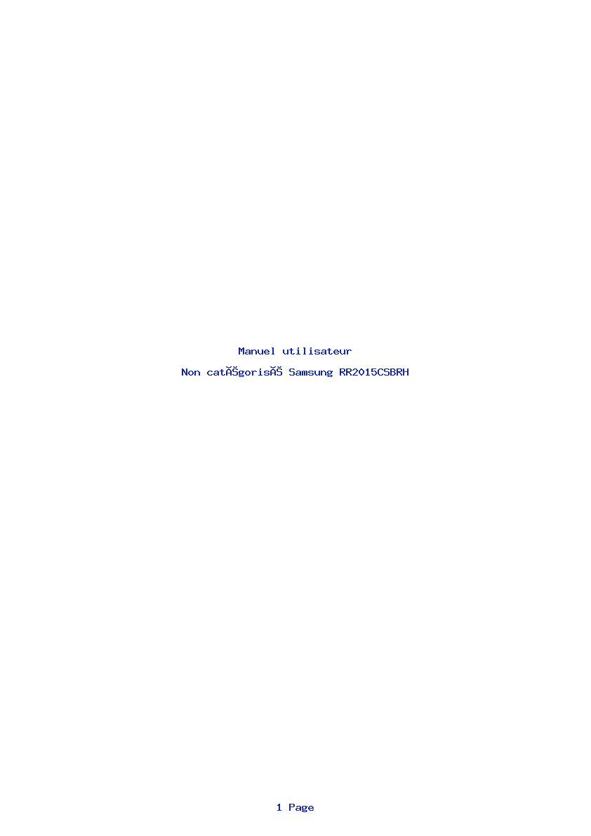 Page 1 de la notice Manuel utilisateur Samsung RR2015CSBRH