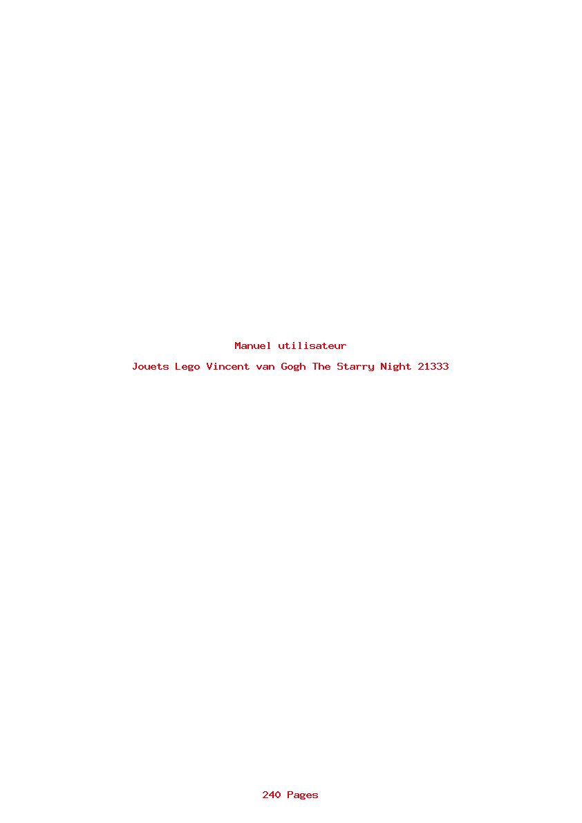 Page 1 de la notice Manuel utilisateur Lego Vincent van Gogh The Starry Night 21333