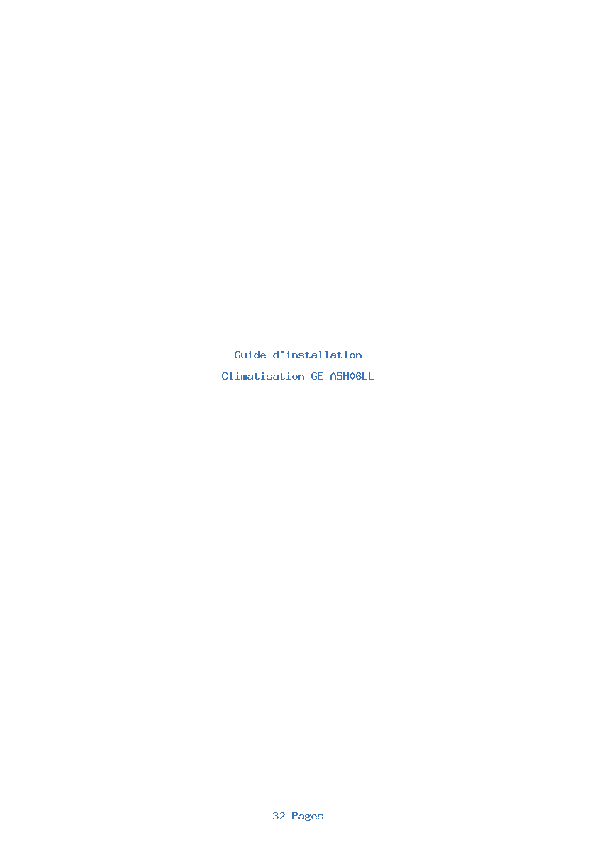 Page 1 de la notice Guide d'installation GE ASH06LL