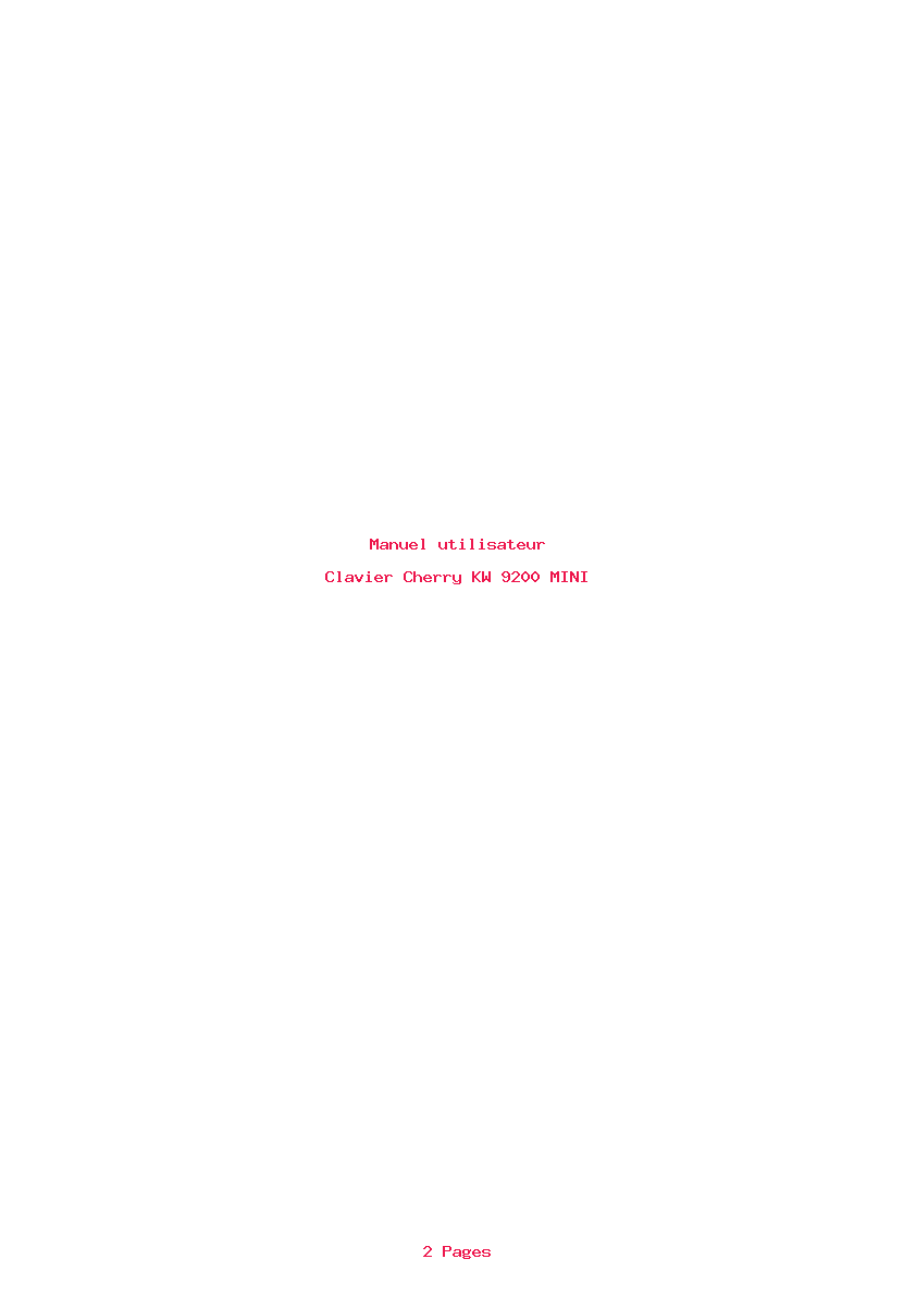 Page 1 de la notice Manuel utilisateur Cherry KW 9200 MINI