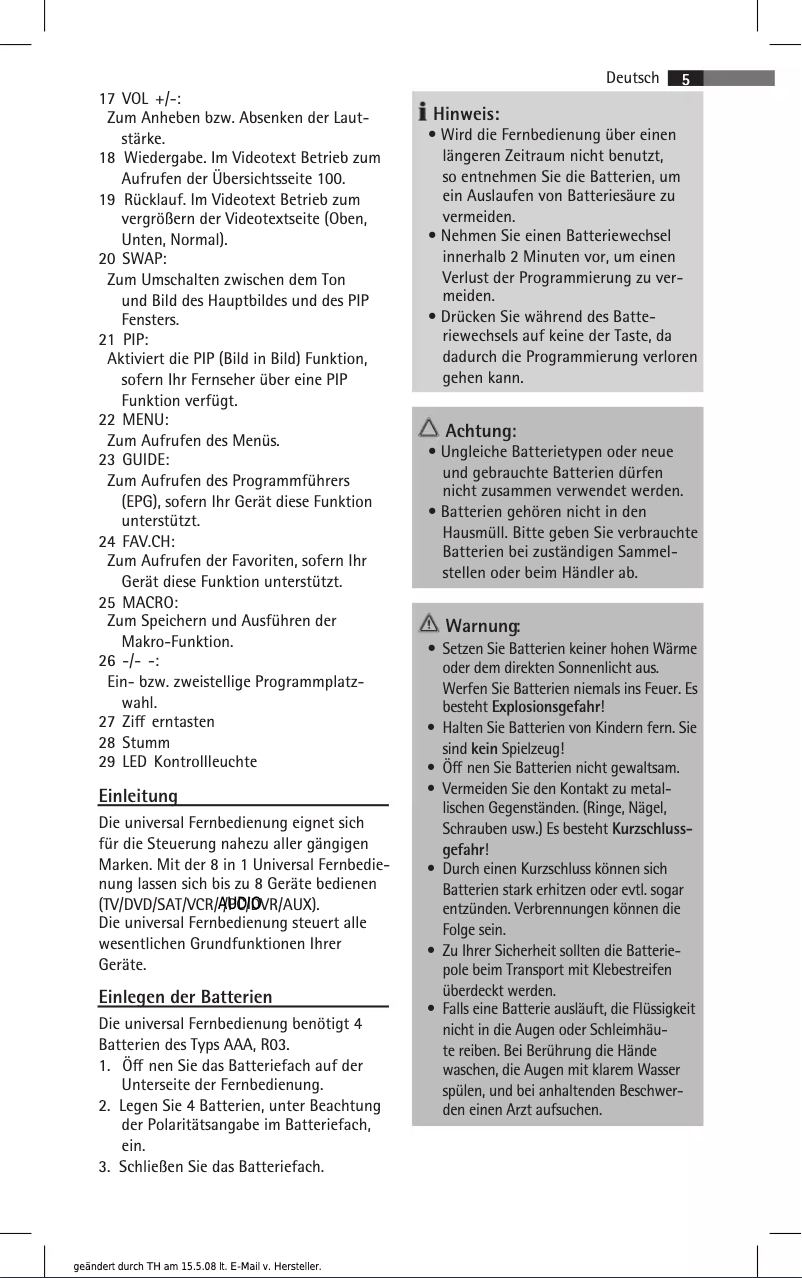 Page 1 de la notice Manuel utilisateur AEG RC 4000