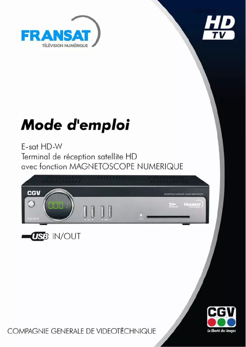 Page 1 de la notice Manuel utilisateur CGV E-Sat HD-W