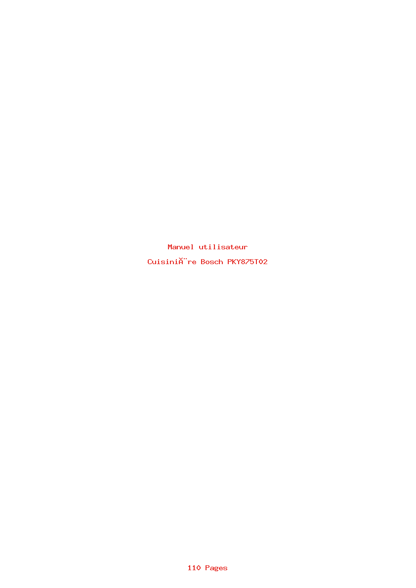 Page 1 de la notice Manuel utilisateur Bosch PKY875T02