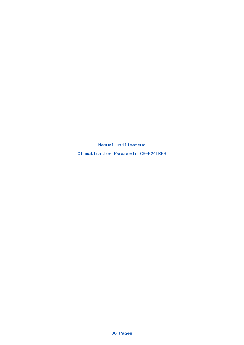Page 1 de la notice Manuel utilisateur Panasonic CS-E24LKES