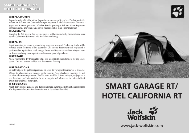Page 1 de la notice Manuel utilisateur Jack Wolfskin Hotel California RT