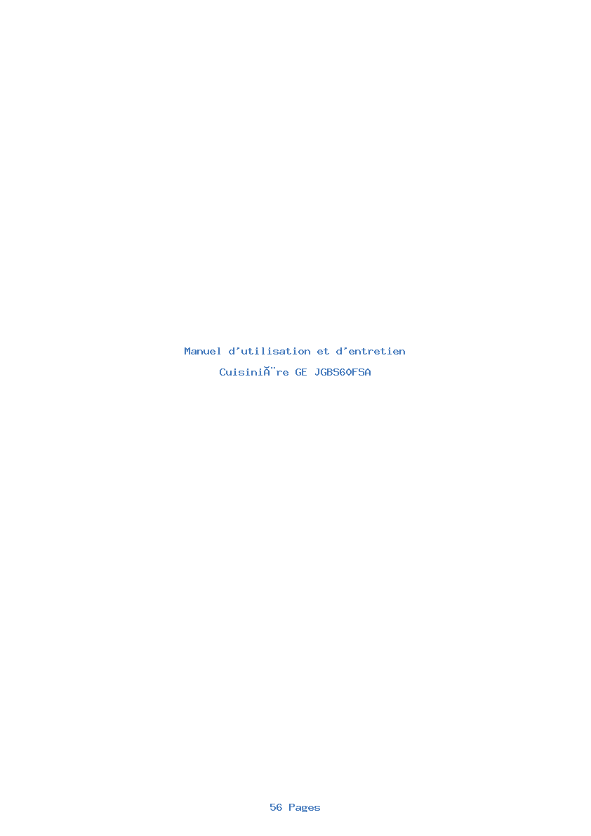 Page 1 de la notice Manuel d'utilisation et d'entretien GE JGBS60FSA