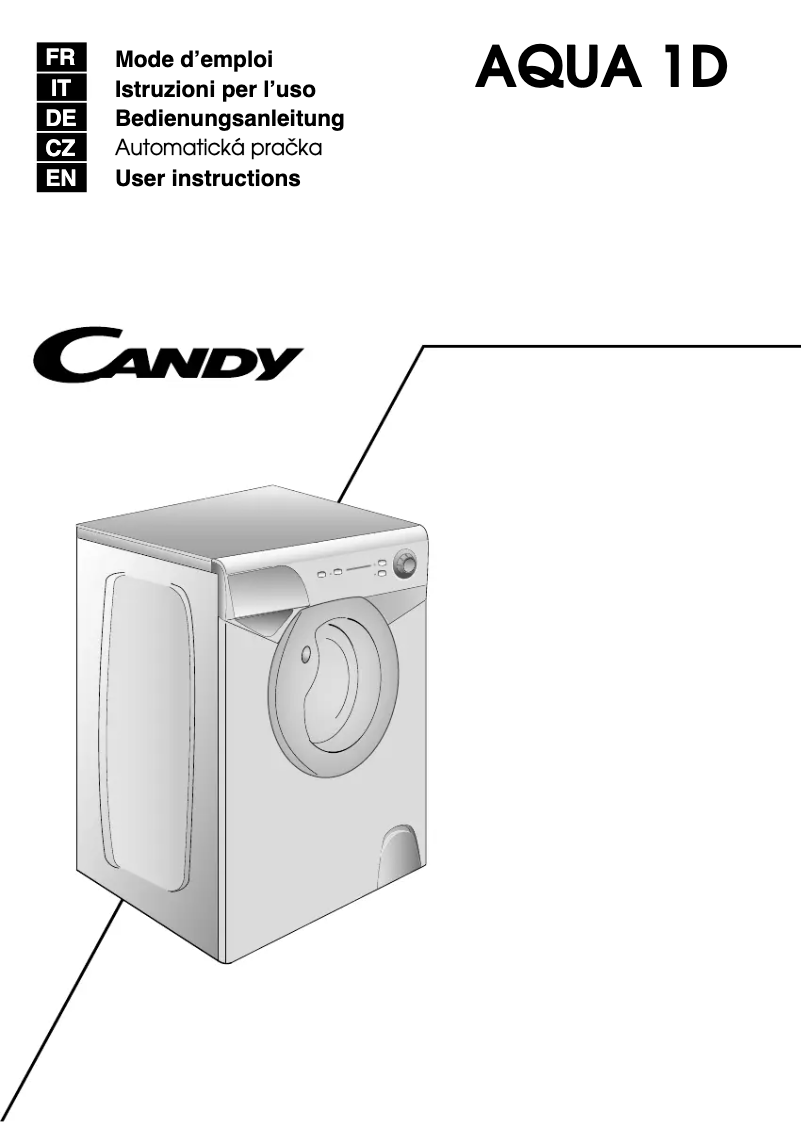 Page 1 of the manual User Manual Candy AQUA1041D/2-88S