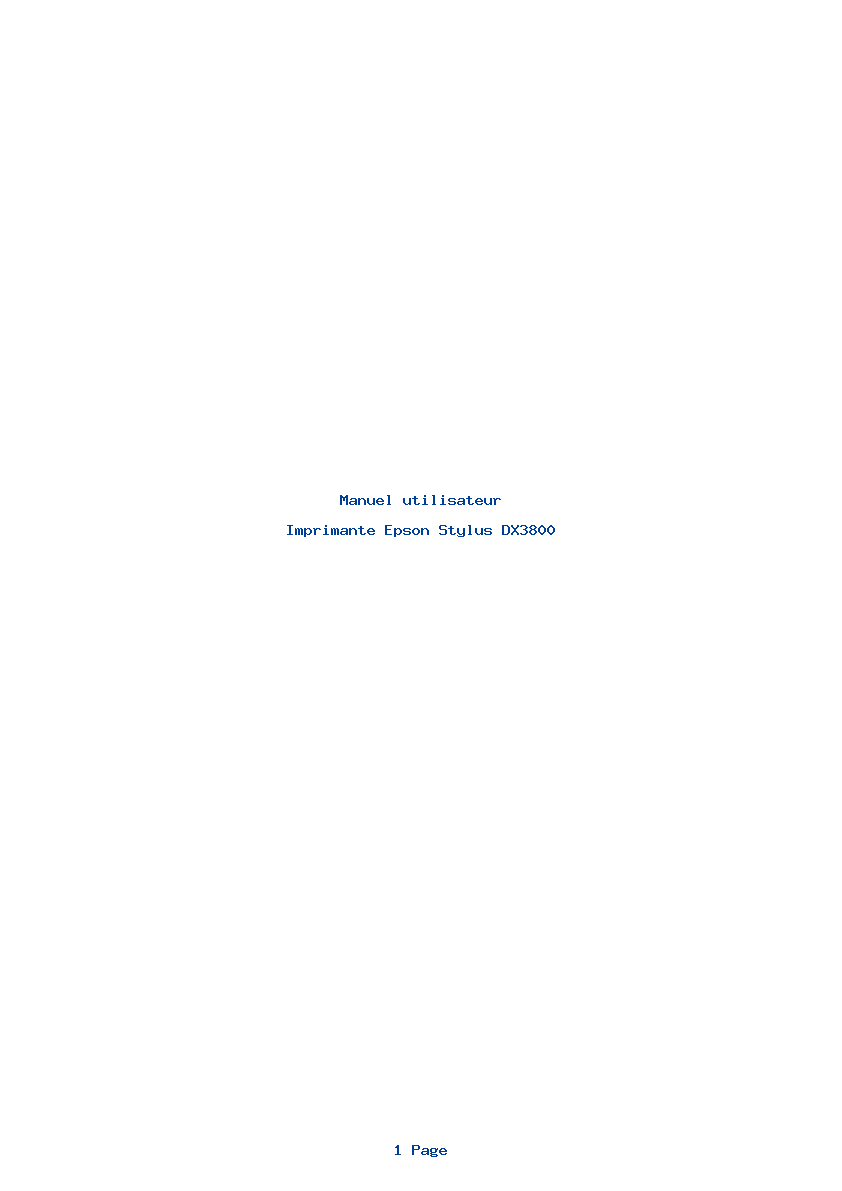 Page 1 de la notice Manuel utilisateur Epson Stylus DX3800