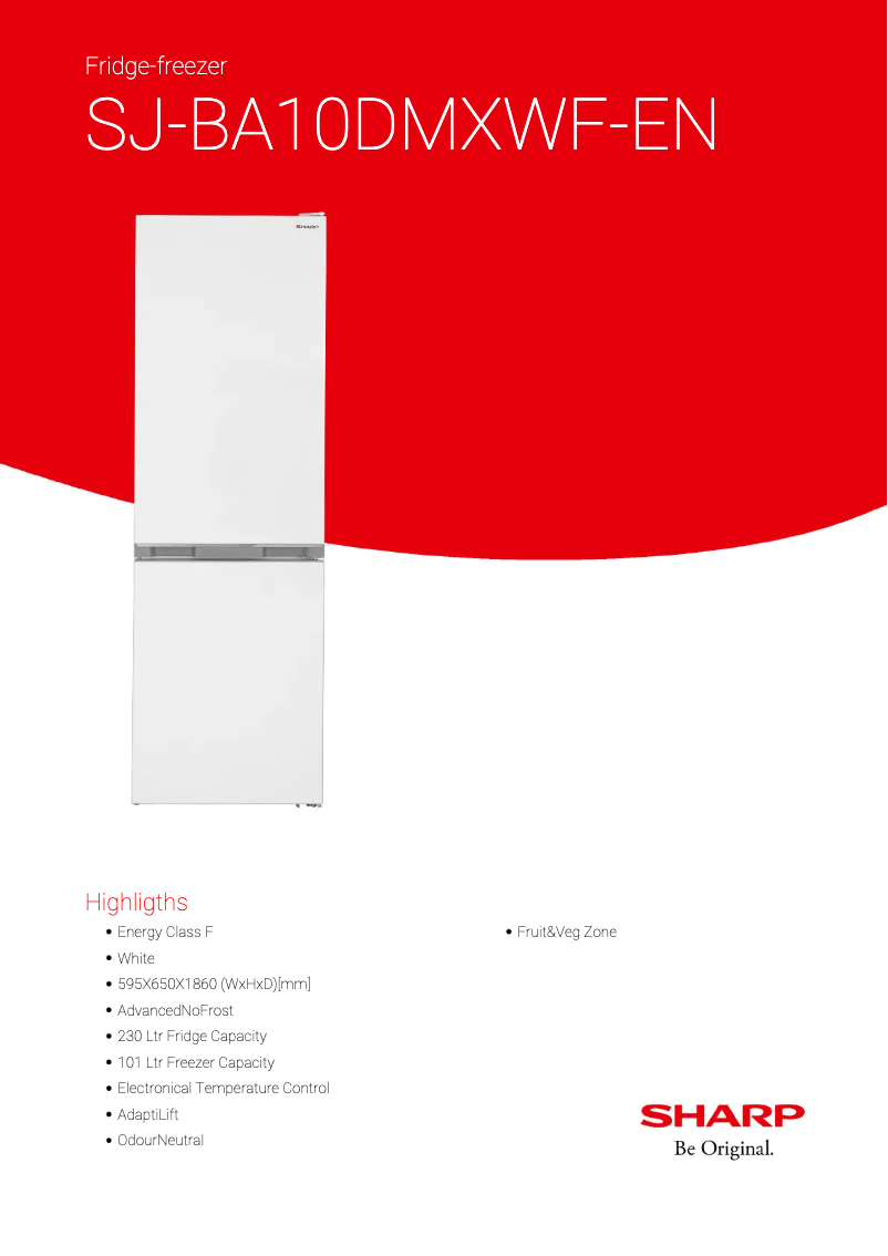 Page n°1 - Fiche technique Sharp SJ-BA10DMXWF-EN