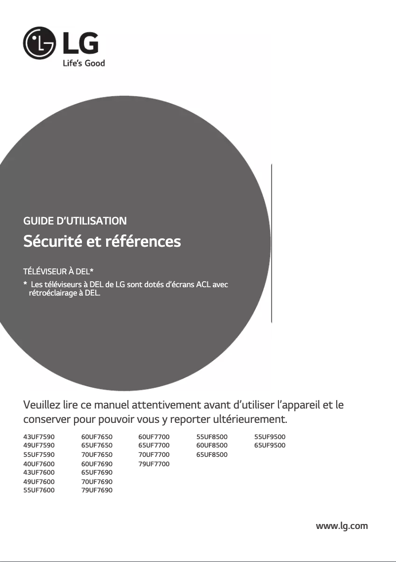Page 1 de la notice Manuel utilisateur LG 65UF9500