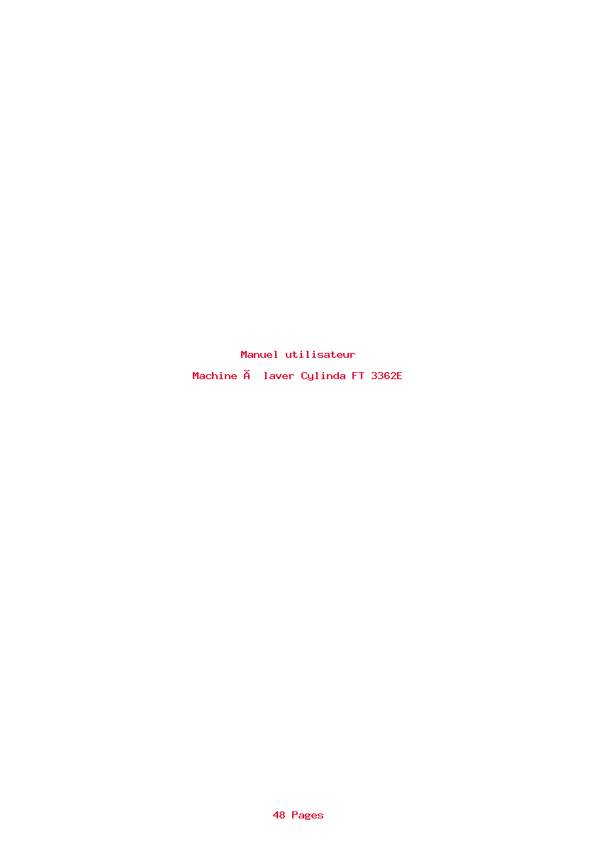 Page 1 de la notice Manuel utilisateur Cylinda FT 3362E