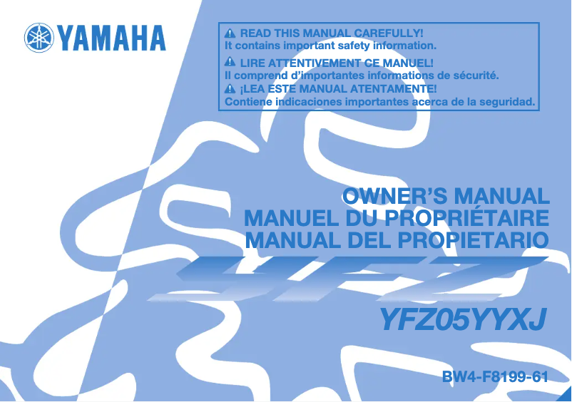 Page 1 de la notice Manuel utilisateur Yamaha YFZ50 (2018)