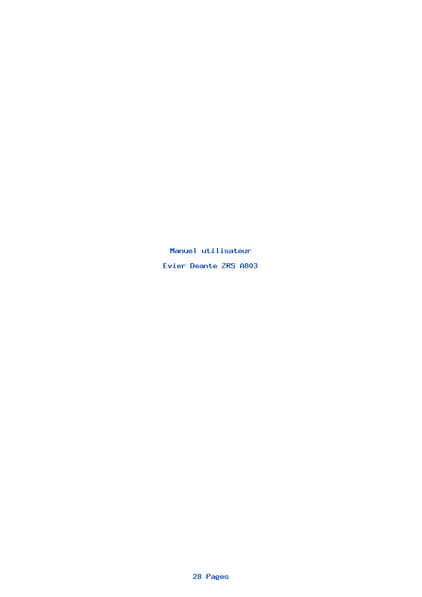 Page 1 de la notice Manuel utilisateur Deante ZRS A803
