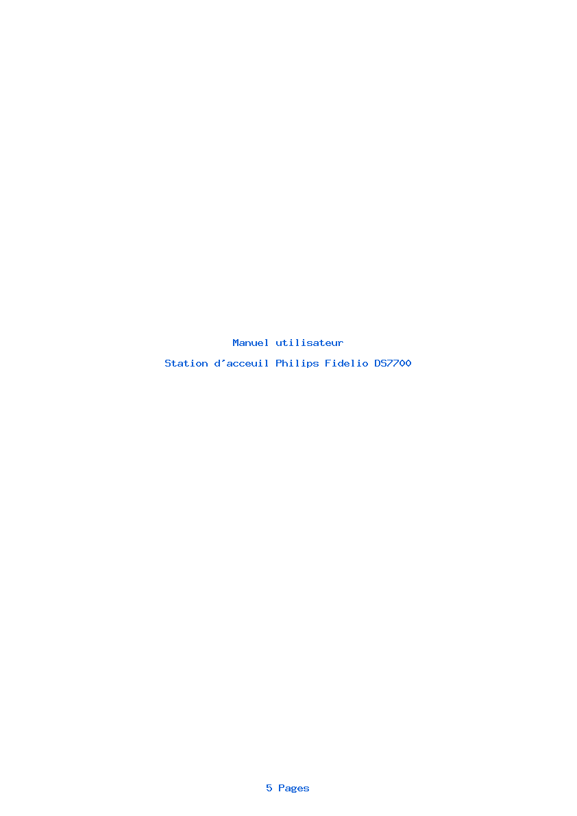 Page 1 de la notice Manuel utilisateur Philips Fidelio DS7700