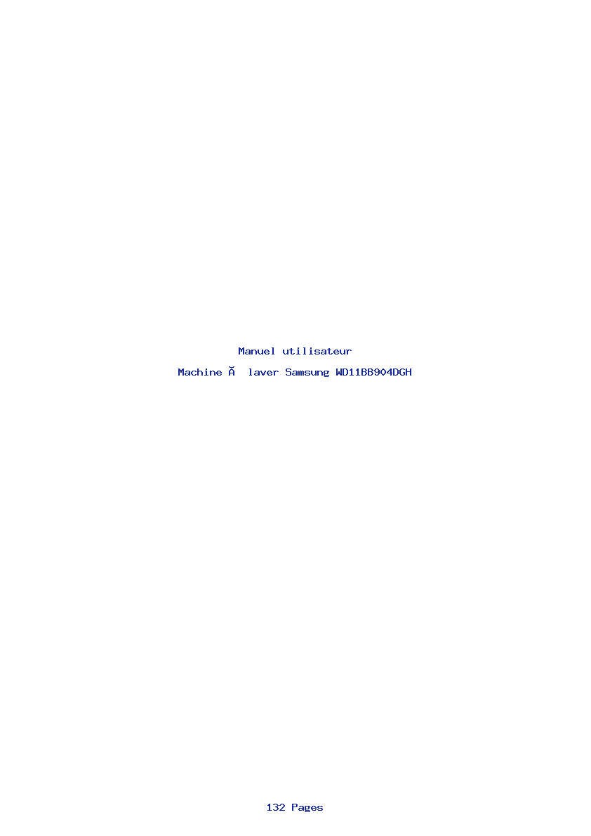 Page 1 de la notice Manuel utilisateur Samsung WD11BB904DGH