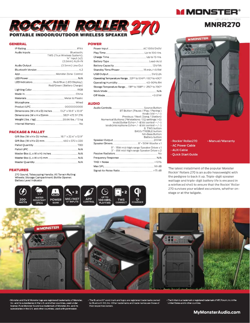 Page 1 of the manual Quick Start Guide Monster Rockin' Roller 270