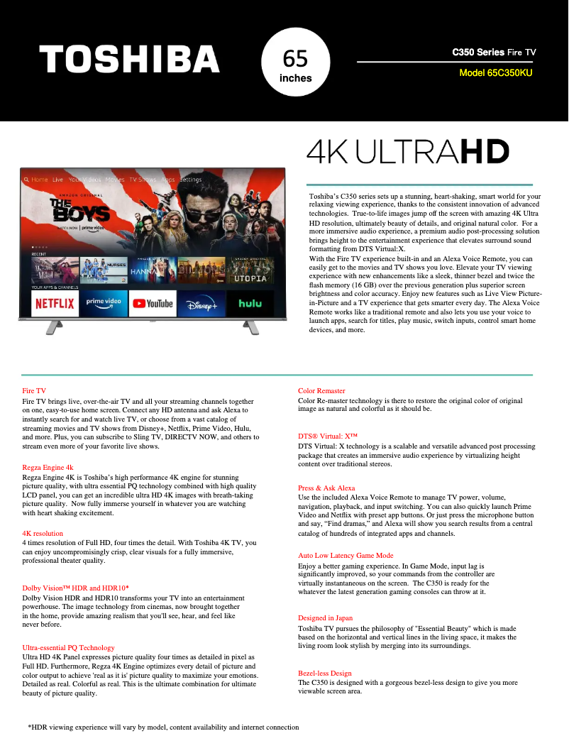 Página 1 del manual Manual de usuario Toshiba 65C350KU