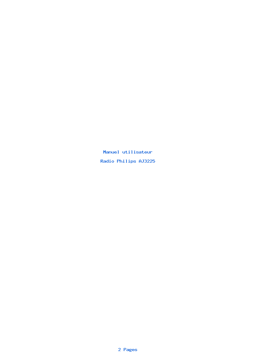 Page 1 de la notice Manuel utilisateur Philips AJ3225