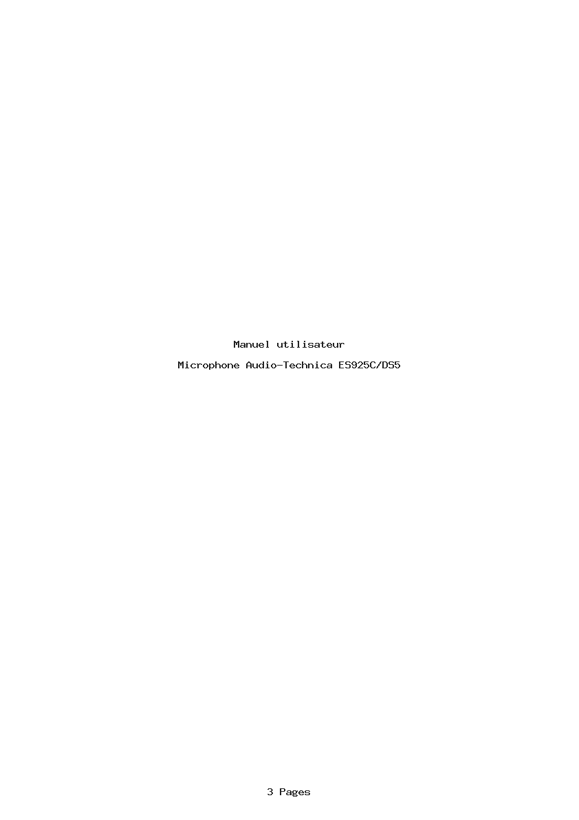 Page 1 de la notice Manuel utilisateur Audio-Technica ES925C/DS5