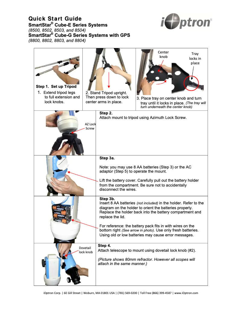Page 1 of the manual Quick Start Guide iOptron N114