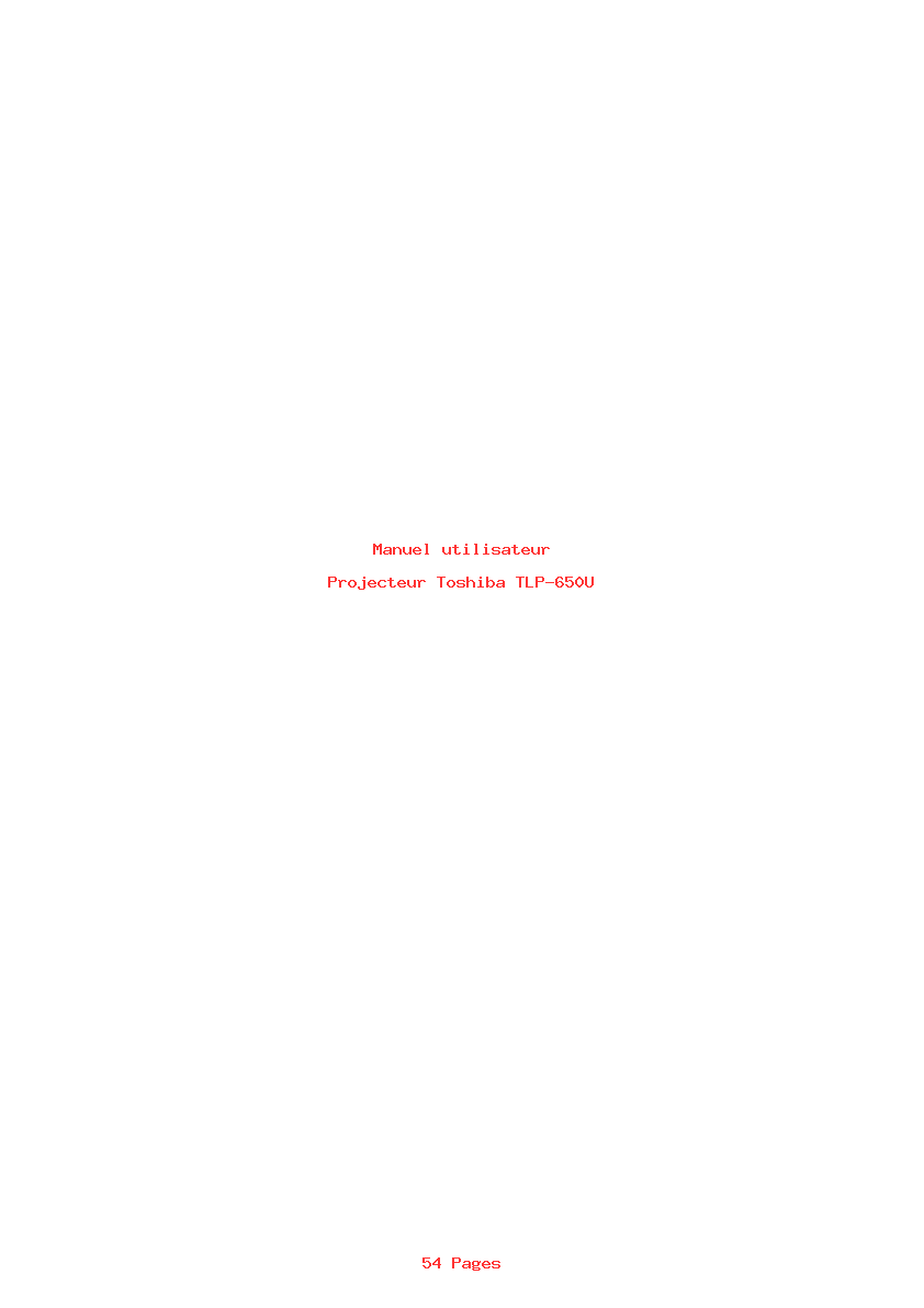 Page 1 de la notice Manuel utilisateur Toshiba TLP-650U