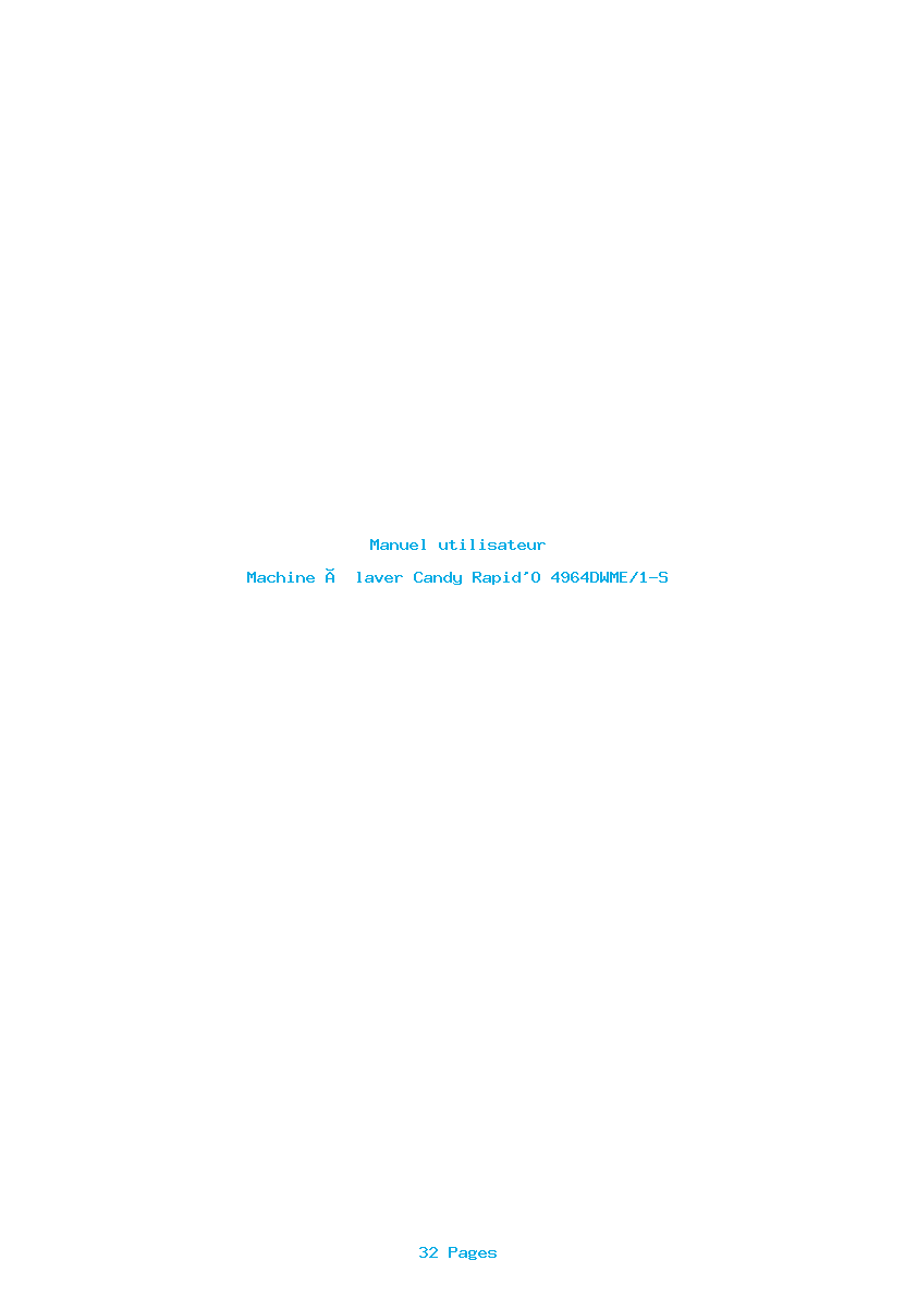Page 1 de la notice Manuel utilisateur Candy Rapid'O 4964DWME/1-S