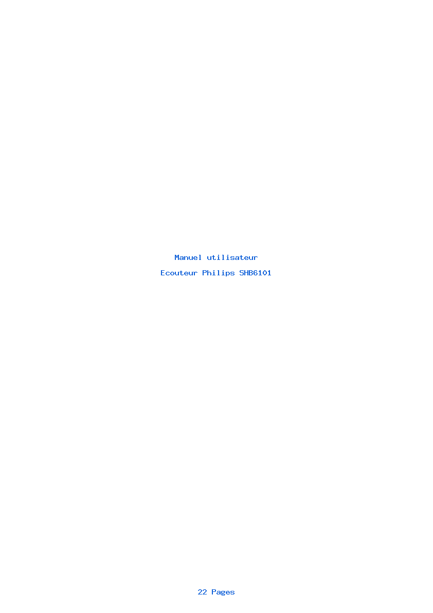 Page 1 de la notice Manuel utilisateur Philips SHB6101