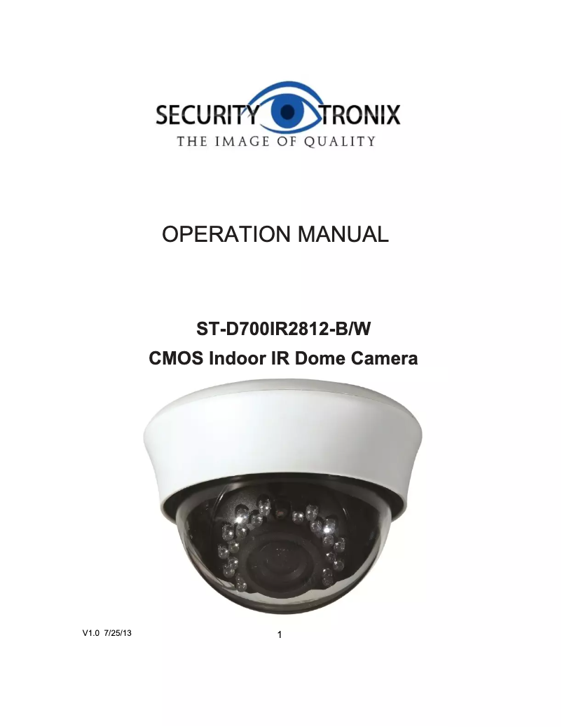 Page 1 of the manual User Manual Security Tronix ST-D700IR2812-B