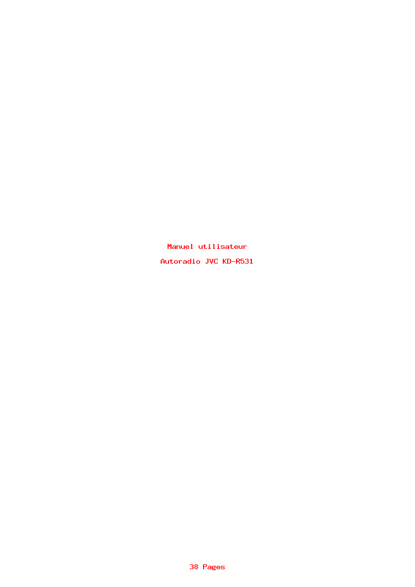 Page 1 de la notice Manuel utilisateur JVC KD-R531